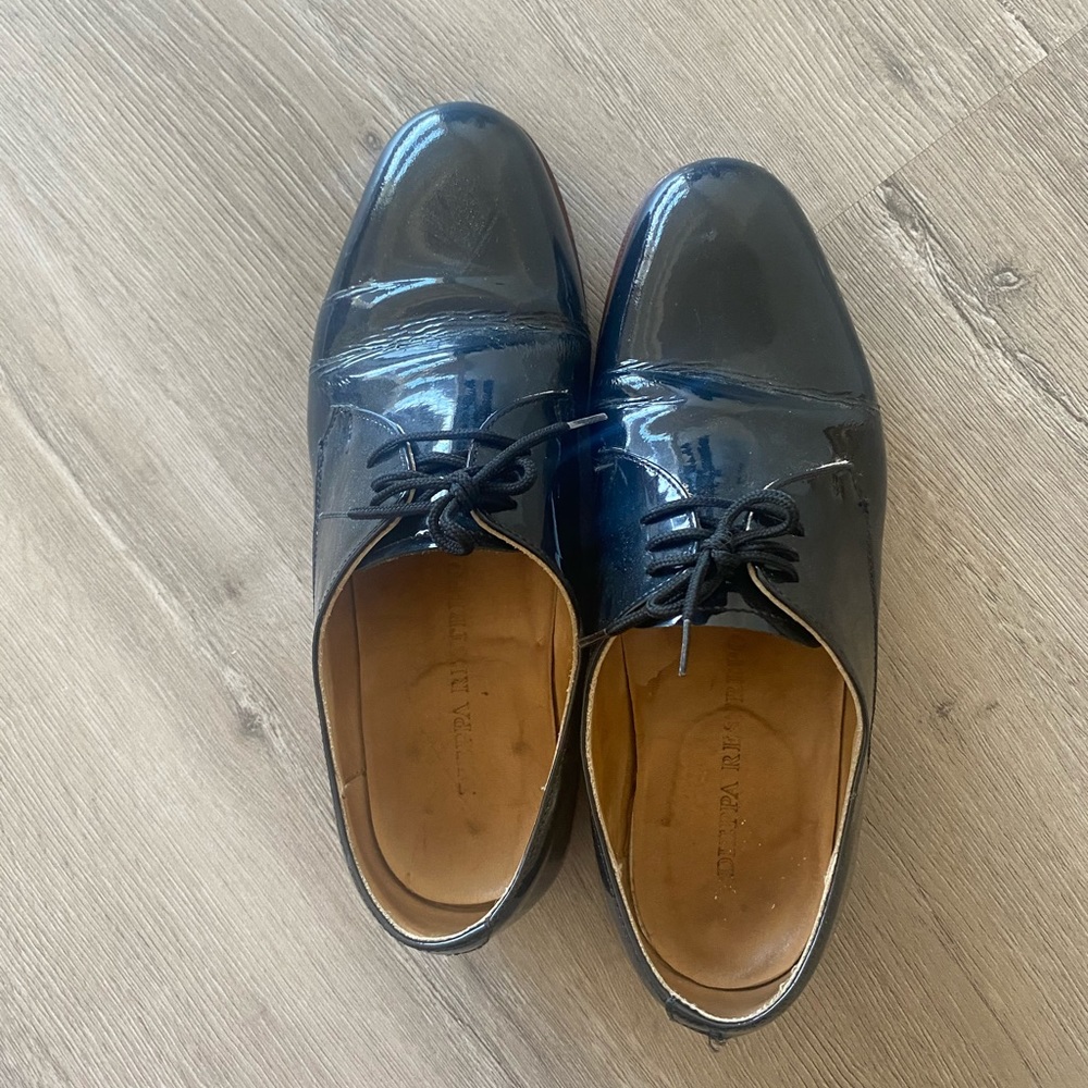 Dieppa Restrepo Navy Blue Leather Oxfords Size 7